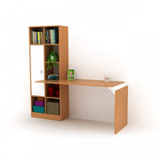Bureau avec bibliothèque en couleur en bambou avec porte blanche