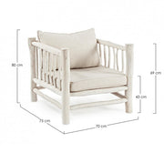 Fauteuil blanc avec coussin en teck style naturel