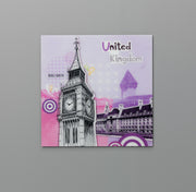 Tableau sur verre 70x70 cm avec toile multicolore