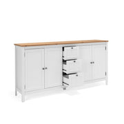 (2c) Buffet blanc 4 portes 3 tiroirs avec plateau en chêne 180x40xh.90 cm (BERGEN51BI)