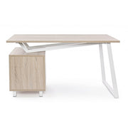 Bureau en bois blanc avec commode Armande cm 140 x60 x 76 h