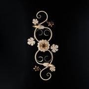 Plafonnier en fer ivoire avec décape or rose deux lumières 73x2x h17 cm