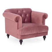 Fauteuil classique Blossom effet velours rose antique 97x82x78h cm