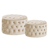 Pouf velours crème 1-2 cm ø70h42