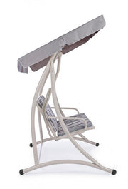 Rocking chair trois places en acier Ivoire GRELY 190x120x h185 cm