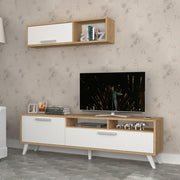 Meuble TV Slim D2306TV180M109 chêne blanc 180x35x47h