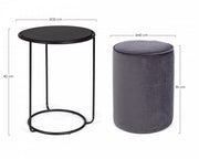 Ensemble combiné table basse-pouf moderne gris foncé Annika