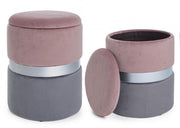 Ensemble de deux poufs ouvrants modernes gris rose gris