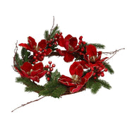 Couronne fleurs baies or rouge rond cmø50x40