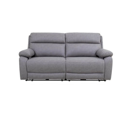 Canapé maxi 2 places Seville avec double fauteuil inclinable électrique en nubuck gris clair