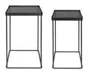 Set de 2 tables basses rectangulaires en acier noir Zeina