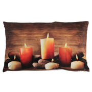 Coussin tissu bougie LED marron cm30x50