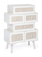 6 tiroirs de tiroir blanc montiel en bois rustique en bois