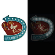 Plaque métal bleu rouge a-led cm46,5x45,8x5