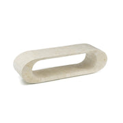 Table basse moderne meuble TV en pierre beige cm 130 x 35 xh 35