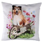 Coussin en tissu avec chien blanc cm43x43
