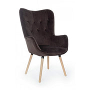 Fauteuil Juliette en velours gris marmotte