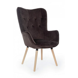Fauteuil Juliette en velours gris marmotte