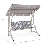 Rocking chair trois places en acier Ivoire GRELY 190x120x h185 cm