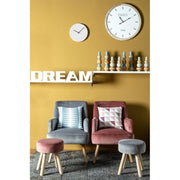 Fauteuil de salon vintage en velours Vieux Rose ADELINE 60x67x h79 cm