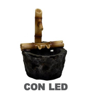 Fontaine en résine de roche et bambou avec Led