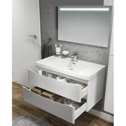 Meuble de salle de bain suspendu Lesina blanc brillant 90x48x55
