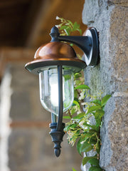 Lampadaire extérieur en aluminium moulé avec couvercle supérieur en cuivre gris