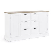 Buffet Dorotea 2 portes 4 tiroirs en bois mélaminé blanc
