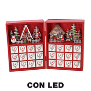 Calendrier bois led rouge cm36x6h24