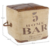 Pouf cube en cuir de style industriel cm 45x45x45h