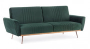 Canapé convertible 3 places JOHNNY en velours vert foncé 210x83x h85 cm