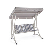 Rocking chair trois places en acier Ivoire GRELY 190x120x h185 cm