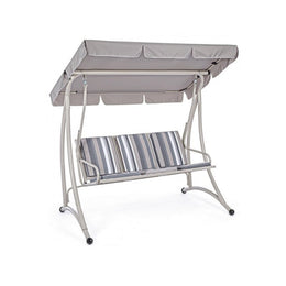 Rocking chair trois places en acier Ivoire GRELY 190x120x h185 cm