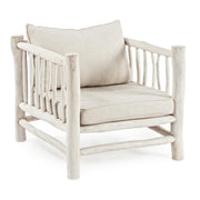 Fauteuil blanc avec coussin en teck style naturel