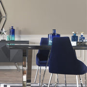 Chaise Enzio bleu tissu parlement