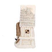 Maison en résine blanche avec led et nains cm40x23h44