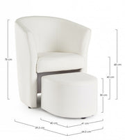 Fauteuil en similicuir avec pouf amovible Blanc RITA 64,5x 59,5x h78 cm