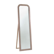 Miroir de sol ovale en bois crème vieilli mat cm50xh170x2