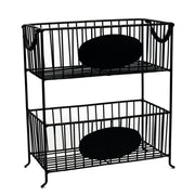 Plateau rectangulaire en métal noir 2 étagères cm32,5x15,5h34,5