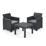 Keter Set 2 Fauteuils + EMMA BALCONY Table Basse Ouverte Graphite