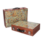 Valise en bois vert 1-2 avec bordure marron cm34x9,3h24