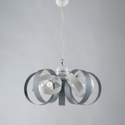 Suspension lustre en fer cinq lumières Blanc Gris 58x h26 cm