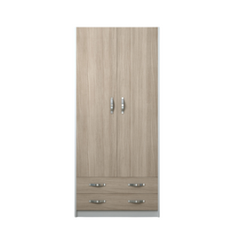Armoire à deux portes avec tiroirs couleur Olmo structure Blanc 210x90x52cm