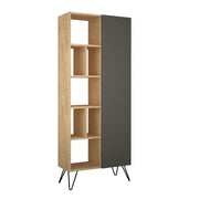Bibliothèque Jedda en chêne avec porte anthracite L 80,6 x P 29,6 x H 191 cm