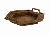 Plateau hexagonal en rotin de Birmanie 2m cm44x50h7-10