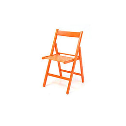 Chaise pliante en hêtre de haute qualité, coloris orange, 43x48xh.79 cm