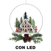 Guirlande led en métal avec maison blanche cm25x7x47,5