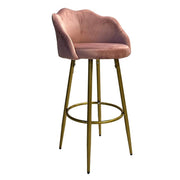 Tabouret Orel en velours rose avec pieds dorés mats Design élégant et confortable