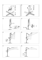 Parasol en aluminium couleur sable et mât latéral 4x4 m