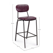 DEBBIE Tabouret de bar vintage simili cuir Bordeaux 44x51x h100 cm